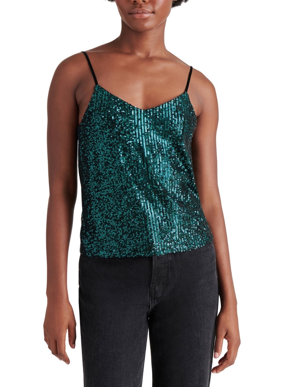 Express Emerald Green Sequin V-Neck Cami